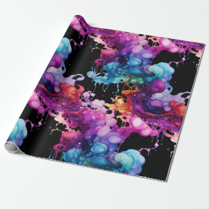 Papier Cadeau Colorful Abstract Fluid Art - Vibrant and Dynamic