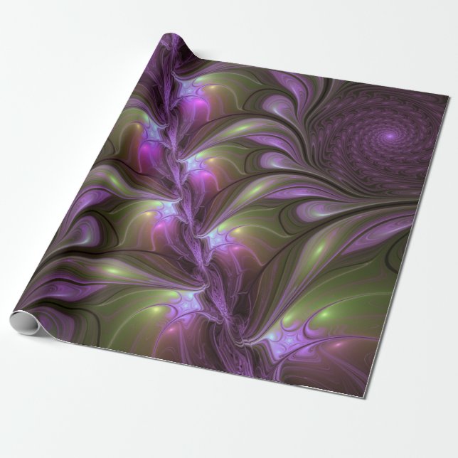 Papier Cadeau Colorful Abstract Violet Purple Khaki Fractal Art (Déroulé)