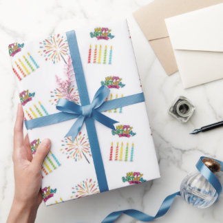 Papier Cadeau Colorful Birthday Candle Wrapping Paper 