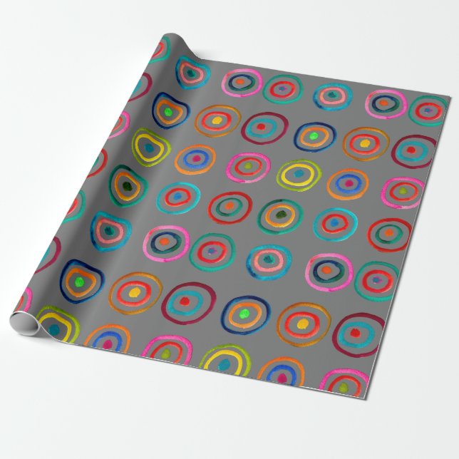 Papier Cadeau Colorful circle rainbow watercolor (Déroulé)