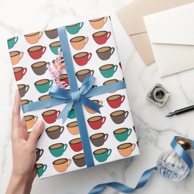 Papier Cadeau Colorful Coffee Cup Pattern (Cadeaux)