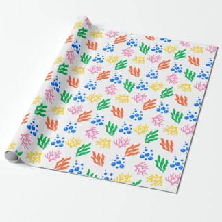 Papier Cadeau Colorful Coral Seaweed Bubbles Ocean Pattern