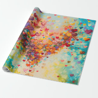 Papier Cadeau Colorful Hearts Paint Art Romantic Love