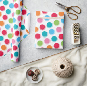 Papier Cadeau Colorful Retro Fuzzy Fun Pois Anniversaire des enf