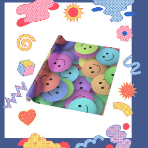 Papier Cadeau Colorful Smile Emoticon fait face à la Motif Gradu