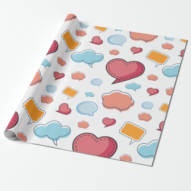 Papier Cadeau Colorful speech bubbles seamless pattern (Déroulé)