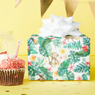 Papier Cadeau Colorful Tropical Jungle Animaux Motif