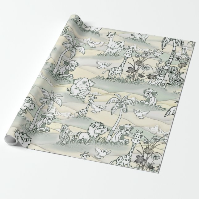Papier Cadeau Coloriage-in Faune tracé (Déroulé)