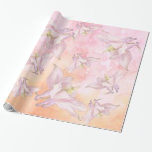 PAPIER CADEAU COLUMBINE ROSE FLEURS D'EAU COULEUR SPLASH