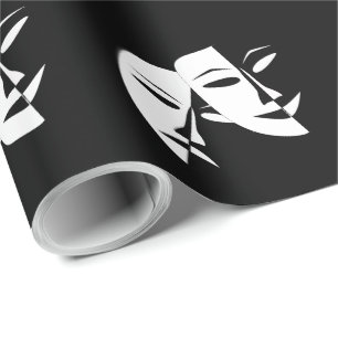 Papier Cadeau Comédie Tragédie Masque de théâtre noir et blanc