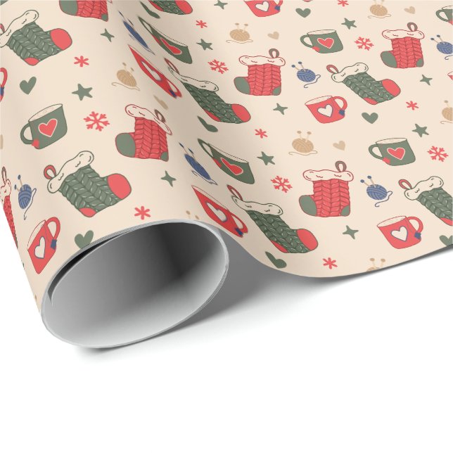 Papier Cadeau Comfy Cozy Winter Holiday Wrapping Paper - Classic (Coin rond)