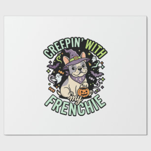 Papier Cadeau Compagnon effrayant Bouledogue Français Halloween
