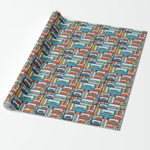 Papier Cadeau Composition Abstraite des cassettes compactes