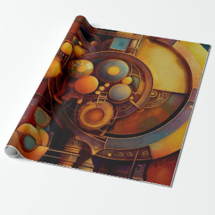 Papier Cadeau Composition d'Orbe Mécanique Steampunk
