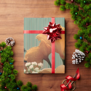 Papier Cadeau Composition florale d'anthurium et de fleurs tropi