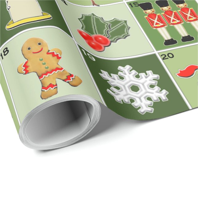 Papier Cadeau Compte à rebours de Noël (Coin rond)