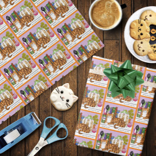Papier Cadeau Comptoir de cuisine Orange Tabby Haut