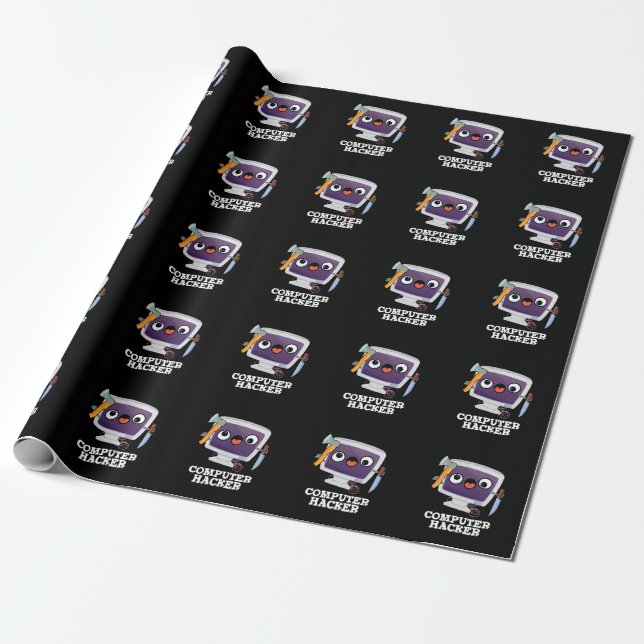 Papier Cadeau Computer Hacker Funny Technology Pun Dark BG (Déroulé)