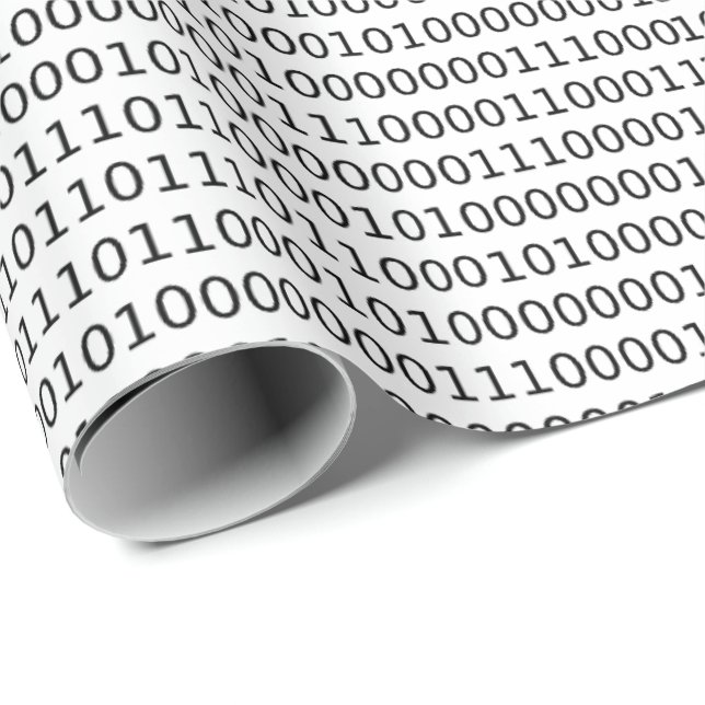 Papier Cadeau Computer Science Binary (noir et rouge) (Coin rond)