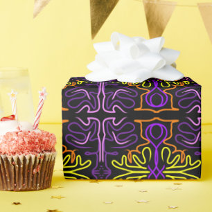 Papier Cadeau Conception Abstraite violet, jaune, orange et rose