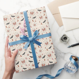 Papier Cadeau Conception Automnale Mignonne et Effrayante sans C