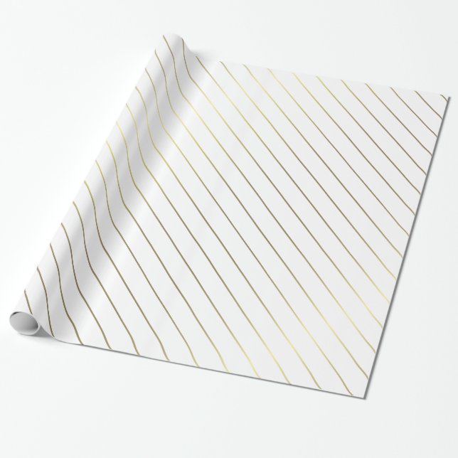 Papier Cadeau Conception brillante de charme rayé d'or élégante (Déroulé)