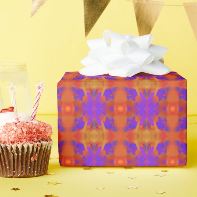 Papier Cadeau Conception d'art graphique abstrait orange violet  (Fête d'anniversaire)