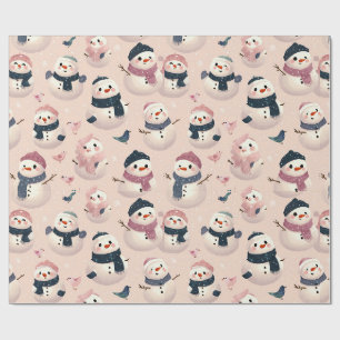 Papier Cadeau conception de bonhomme de neige charmant