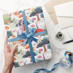 Papier Cadeau Conception de champignons et d'arbres