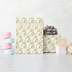 Papier Cadeau Conception de dessin au trait de câlin d'ours chau