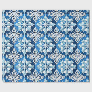 Papier Cadeau Conception de flocon de neige bleu complexe 
