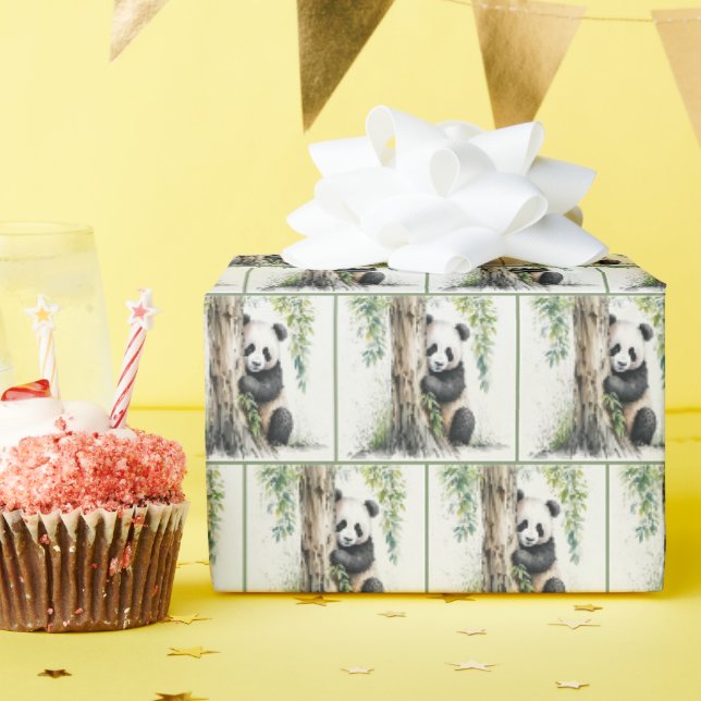 Papier Cadeau Conception de l'aquarelle Panda Bear (Fête d'anniversaire)
