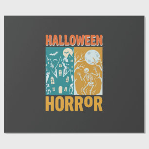 Papier Cadeau Conception de maison hantée Halloween Moon Skeleto