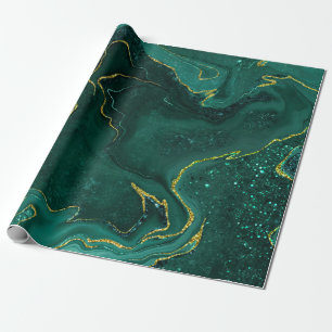Papier Cadeau Conception de marbre d'or turquoise