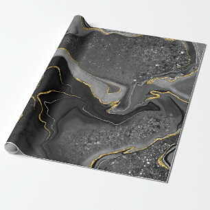 Papier Cadeau Conception de marbre gris et or