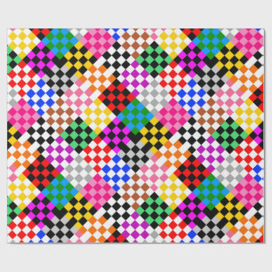 Papier Cadeau Conception de motif à carreaux patchwork coloré