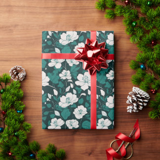 Papier Cadeau Conception de motif floral émeraude sans couture