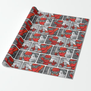 Papier Cadeau Conception de Ninja Rouge personnalisable