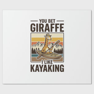 Papier Cadeau Conception de T-Shirt drôle vintage de kayak giraf