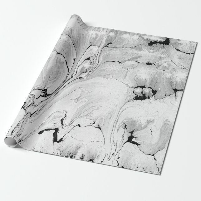 Papier Cadeau Conception de texture de l'eau noire et blanche, (Déroulé)
