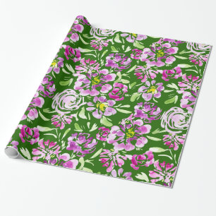 Papier Cadeau Conception de tourbe de fleurs d'aquarelle violett