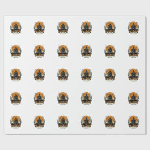 Papier Cadeau Conception de vecteur de maison hantée Halloween v