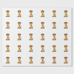 Papier Cadeau Conception de vecteur vintage de bébé girafe migno