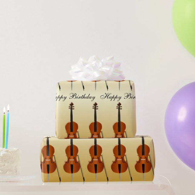 Papier Cadeau Conception de violoncelle Anniversaire (Cadeaux de fête)