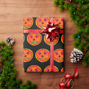 Papier Cadeau Conception d'illustration de visage de pizza souri