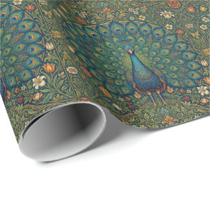 Papier Cadeau Conception élégante de paon bohème vintage