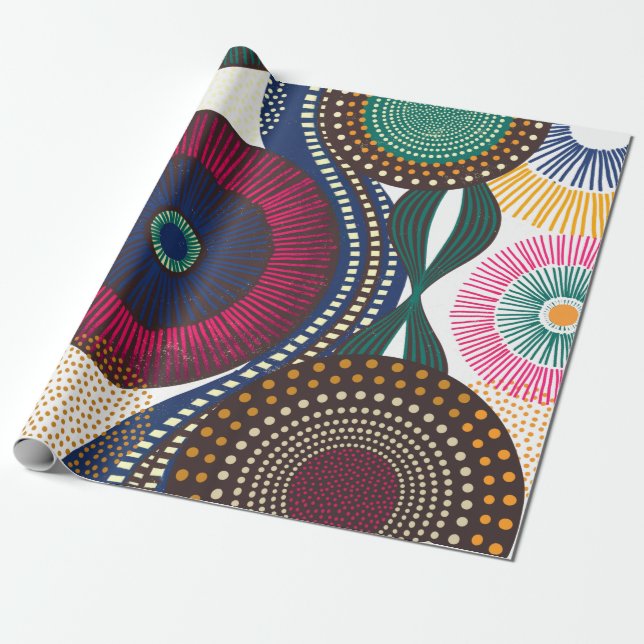 Papier Cadeau Conception géométrique africaine (Déroulé)