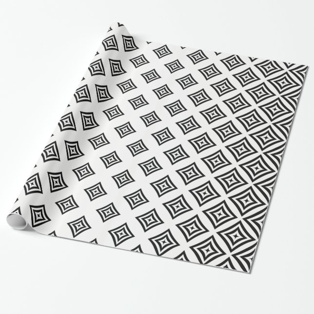 Papier Cadeau Conception géométrique noire (Déroulé)