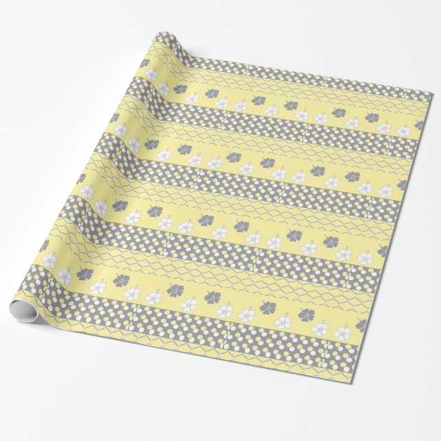 Papier Cadeau Conception jaune et grise (Déroulé)