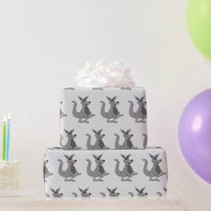 Papier Cadeau Conception Kangourou Gris Couleur de Fond au Choix
